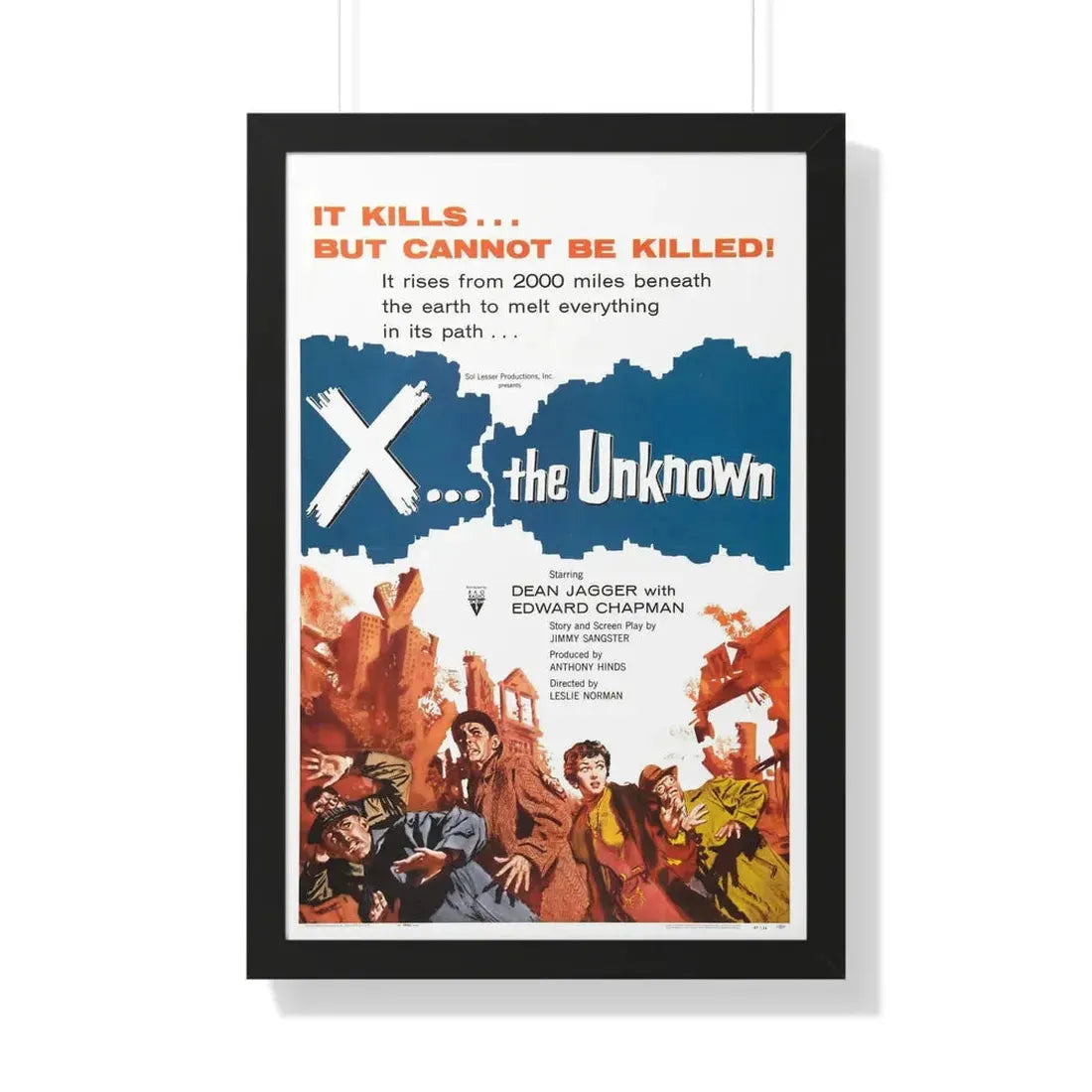 X - THE UNKNOWN 1956 - Framed Movie Poster 20" x 30" Black - The Sticker Space