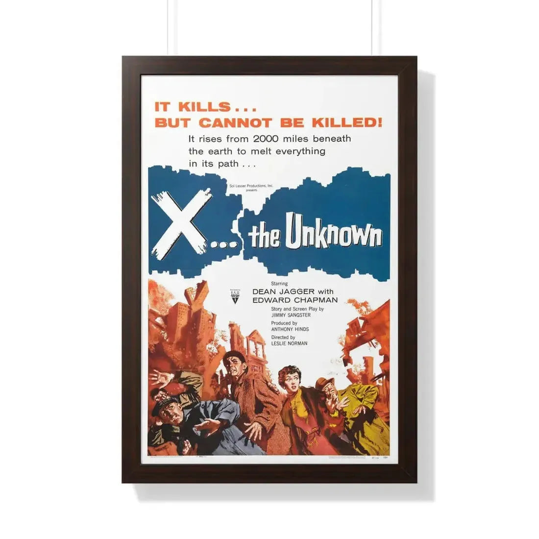 X - THE UNKNOWN 1956 - Framed Movie Poster 20" x 30" Walnut - The Sticker Space
