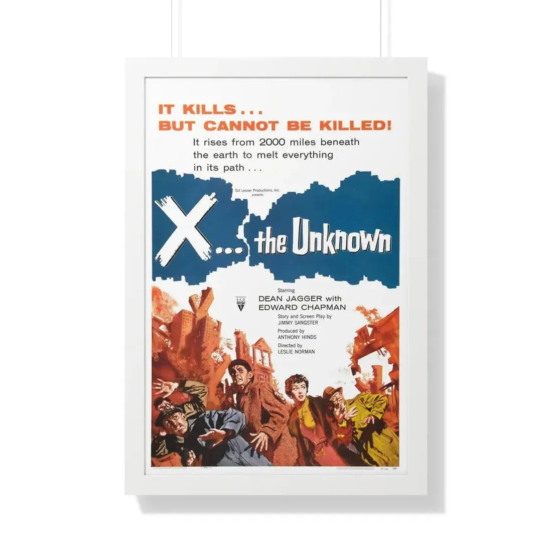 X - THE UNKNOWN 1956 - Framed Movie Poster 20" x 30" White - The Sticker Space