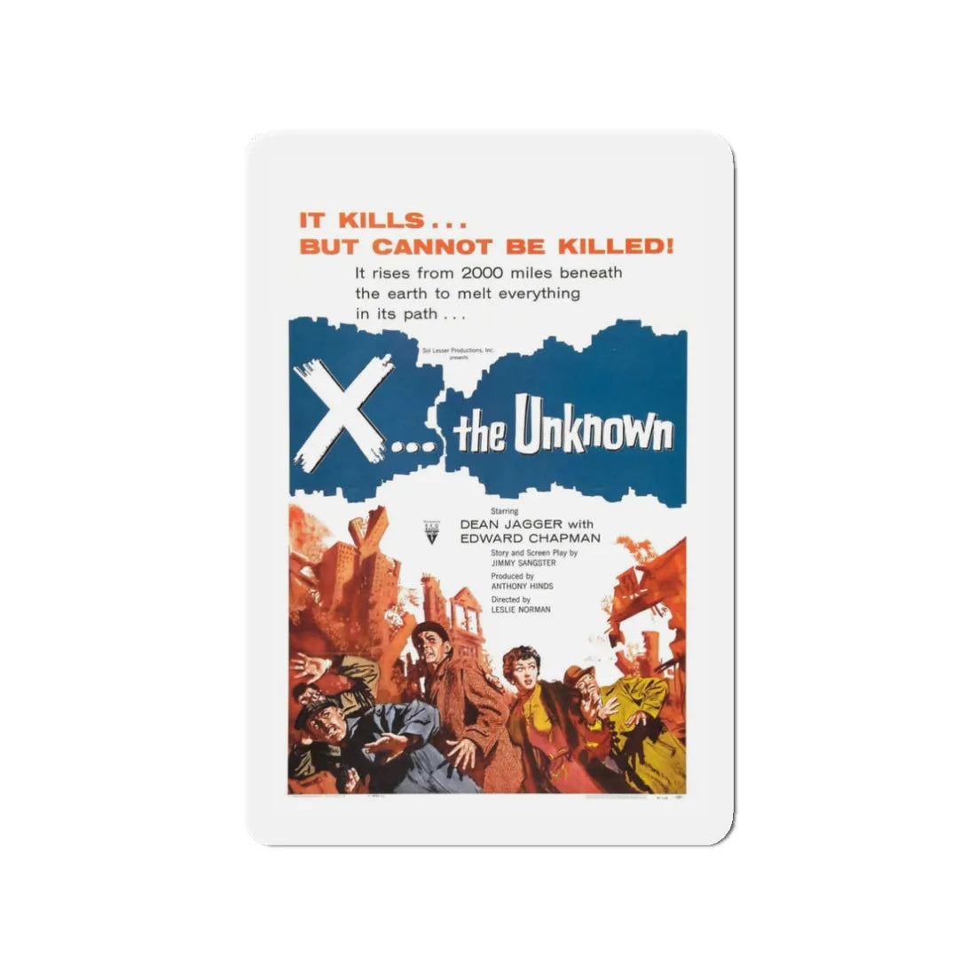 X - THE UNKNOWN 1956 Movie Poster - Refrigerator Magnet 3 Inch - The Sticker Space