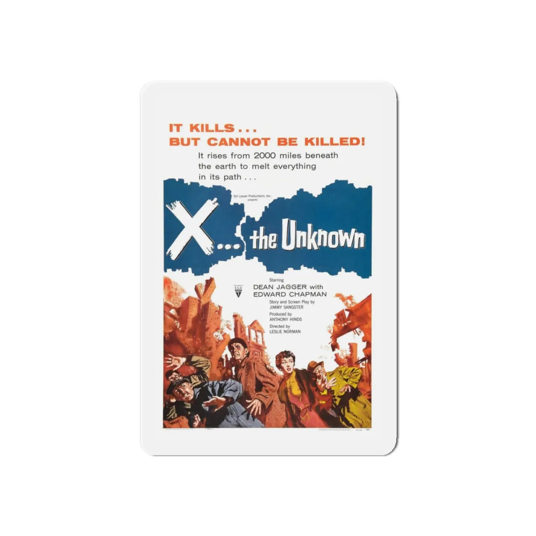 X - THE UNKNOWN 1956 Movie Poster - Refrigerator Magnet 6 Inch - The Sticker Space