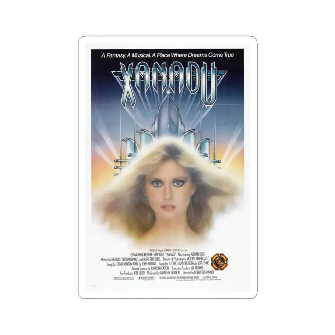 Xanadu 1980 Movie Poster - STICKER Vinyl Kiss-Cut Decal 3 Inch White - The Sticker Space