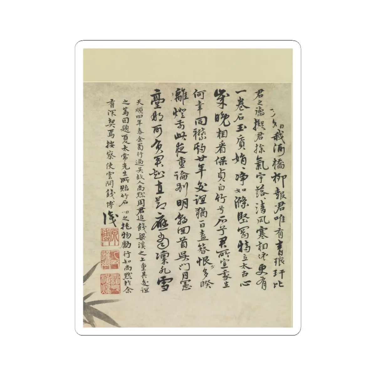 Xia Chang - Windblown bamboo - ca. 1460 v8 - STICKER Vinyl Kiss-Cut Decal