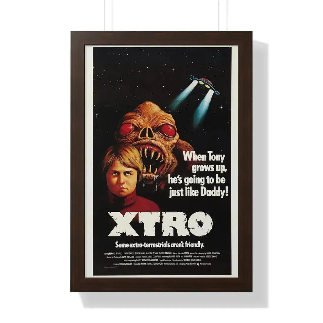 XTRO 1982 - Framed Movie Poster 16″ x 24″ Walnut - The Sticker Space