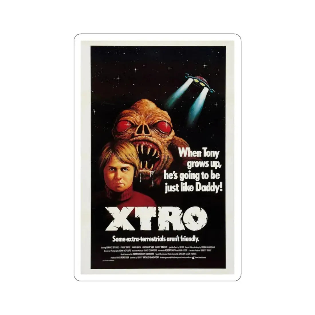 XTRO 1982 Movie Poster - STICKER Vinyl Kiss-Cut Decal 4 Inch White - The Sticker Space