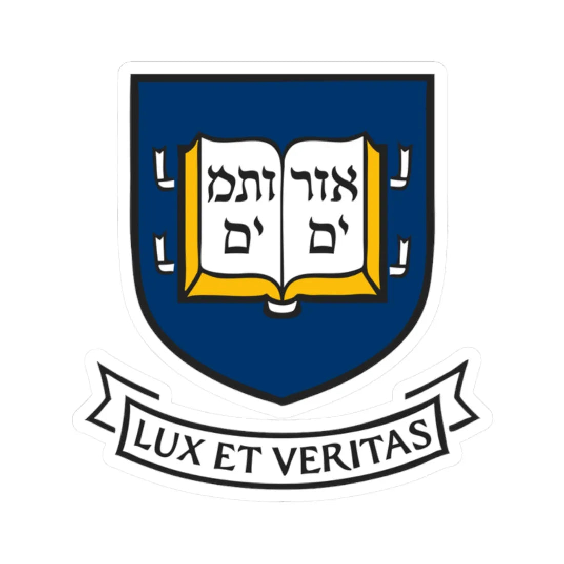 Yale University Shield 1 (United States) (Coat of Arms) STICKER Vinyl Kiss-Cut Decal 2 Inch White - The Sticker Space