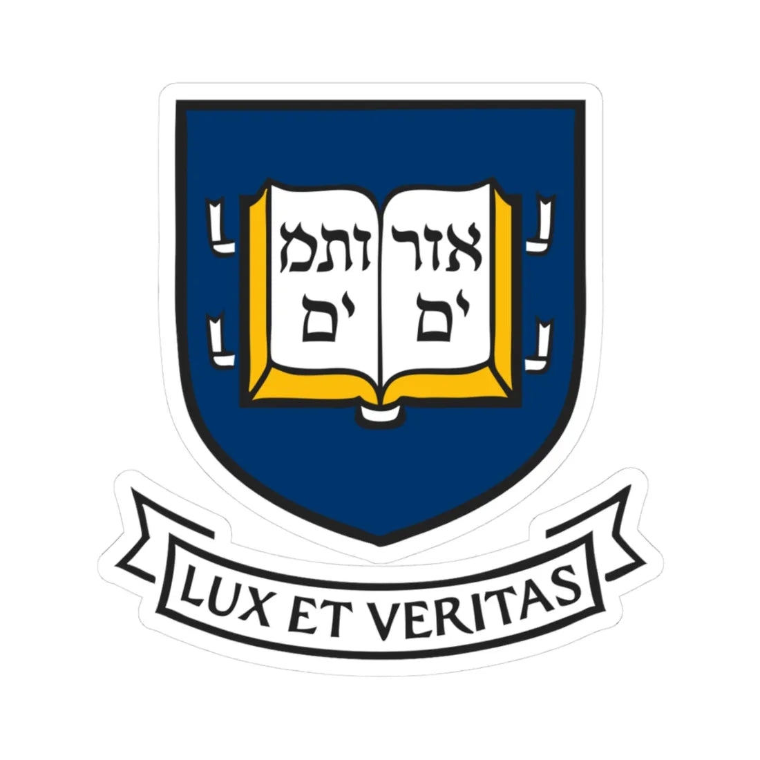 Yale University Shield 1 (United States) (Coat of Arms) STICKER Vinyl Kiss-Cut Decal 3 Inch White - The Sticker Space