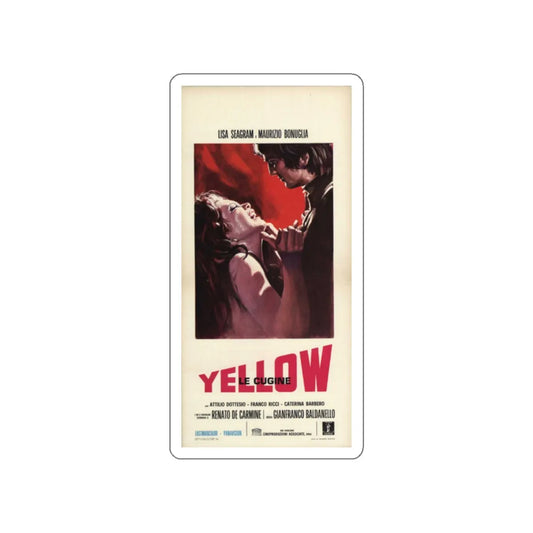 YELLOW LE CUGINE 1969 Movie Poster STICKER Vinyl Die-Cut Decal 2 Inch - The Sticker Space