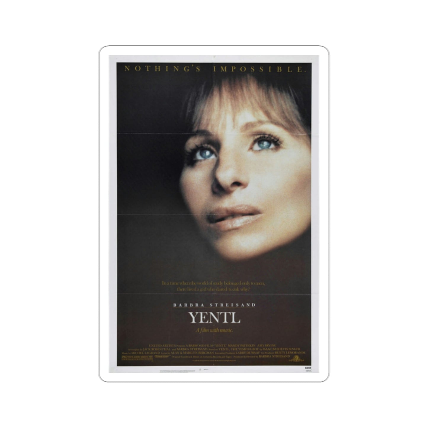 Yentl 1983 Movie Poster STICKER Vinyl Die-Cut Decal-2 Inch-The Sticker Space