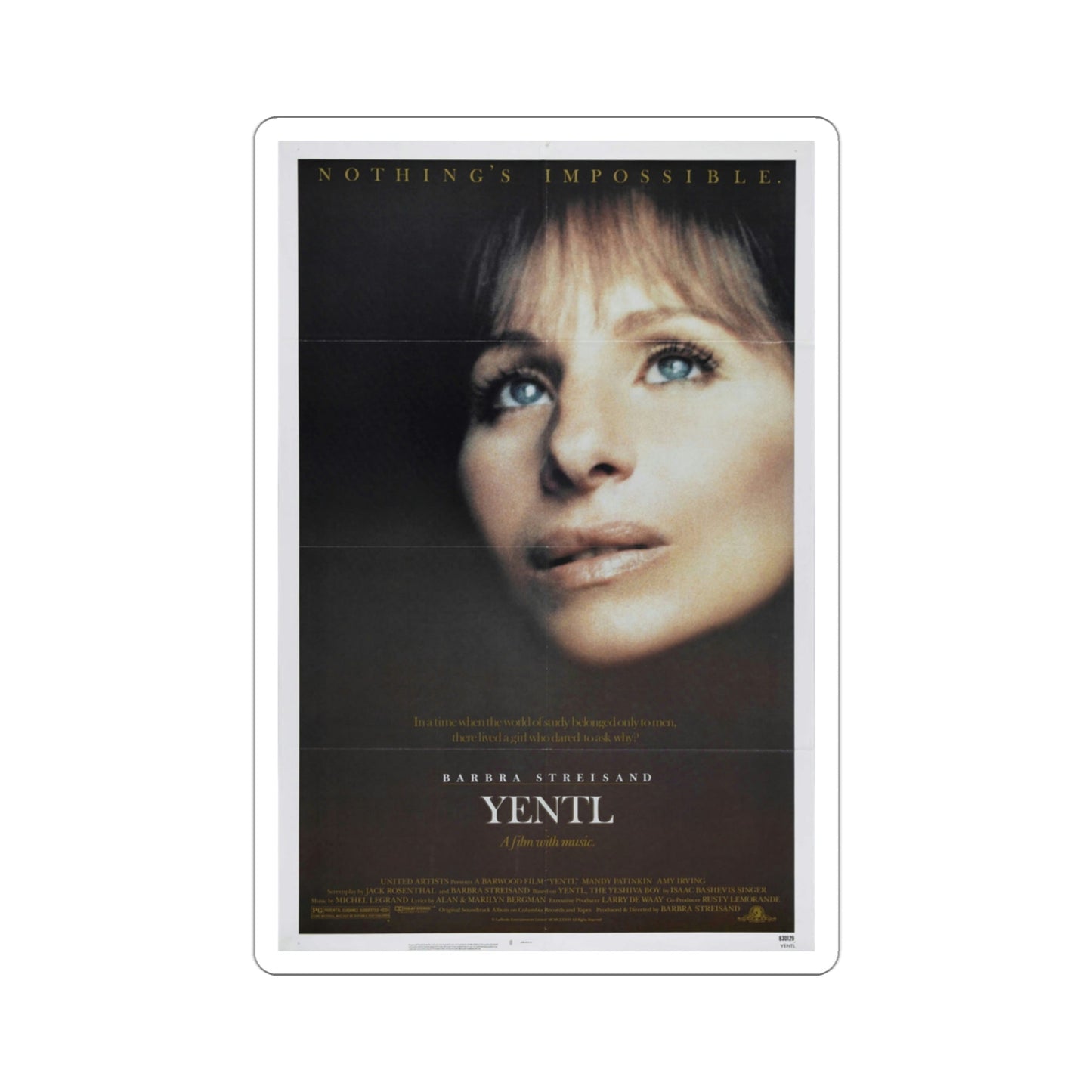 Yentl 1983 Movie Poster STICKER Vinyl Die-Cut Decal-3 Inch-The Sticker Space