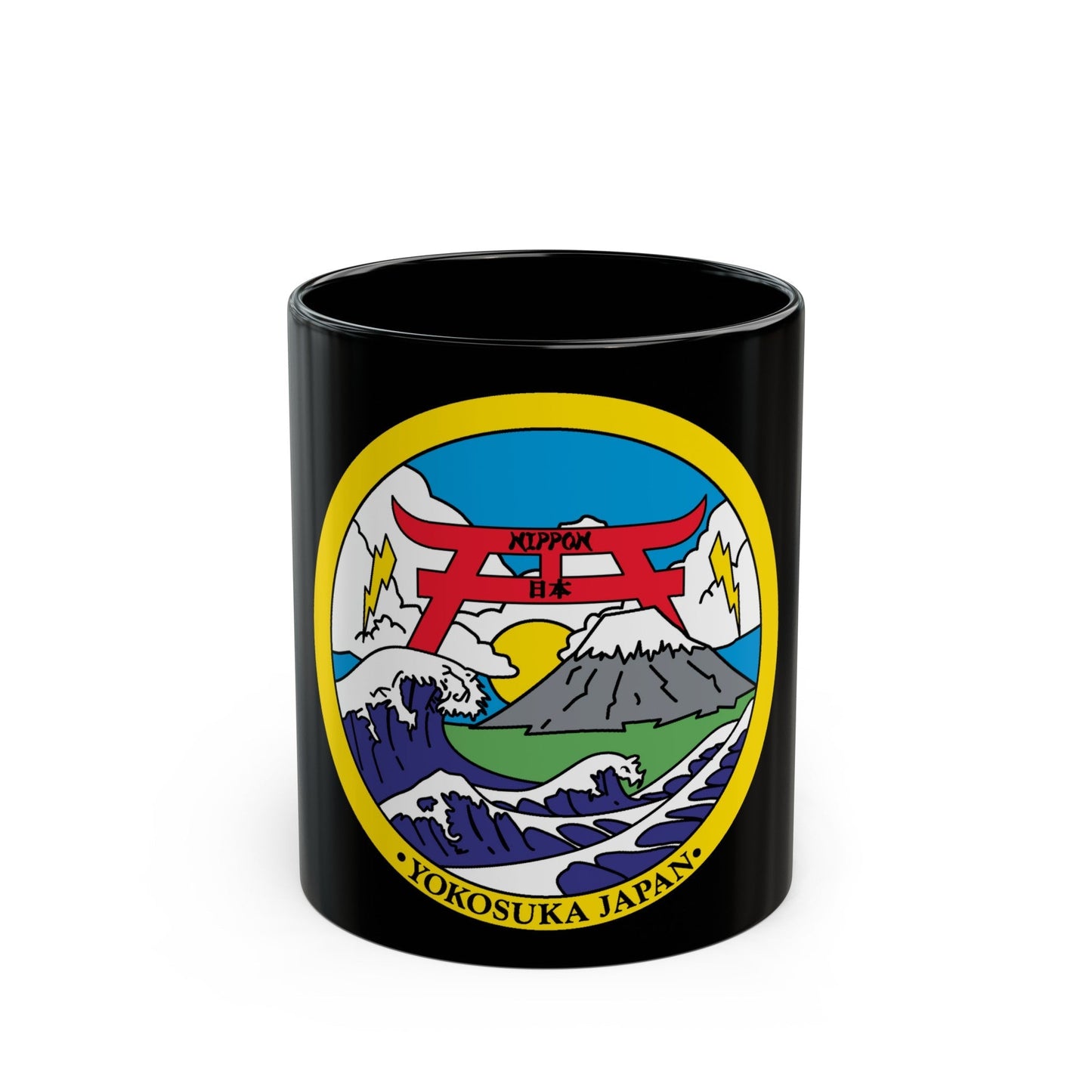 Yokosuka Japan NAVPACMETOFAC (U.S. Navy) Black Coffee Mug-11oz-The Sticker Space