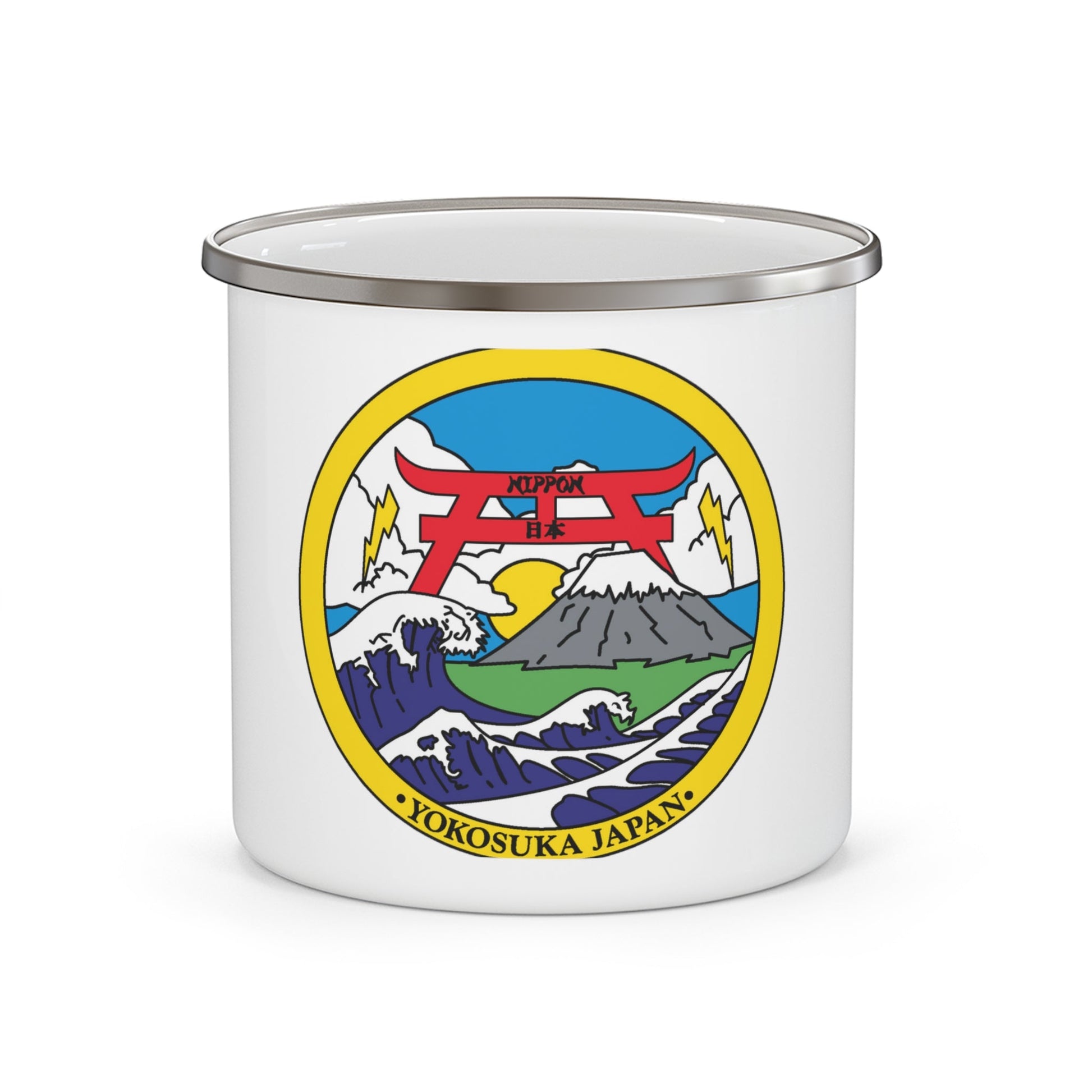 Yokosuka Japan NAVPACMETOFAC (U.S. Navy) Enamel Mug 12oz-12oz-The Sticker Space