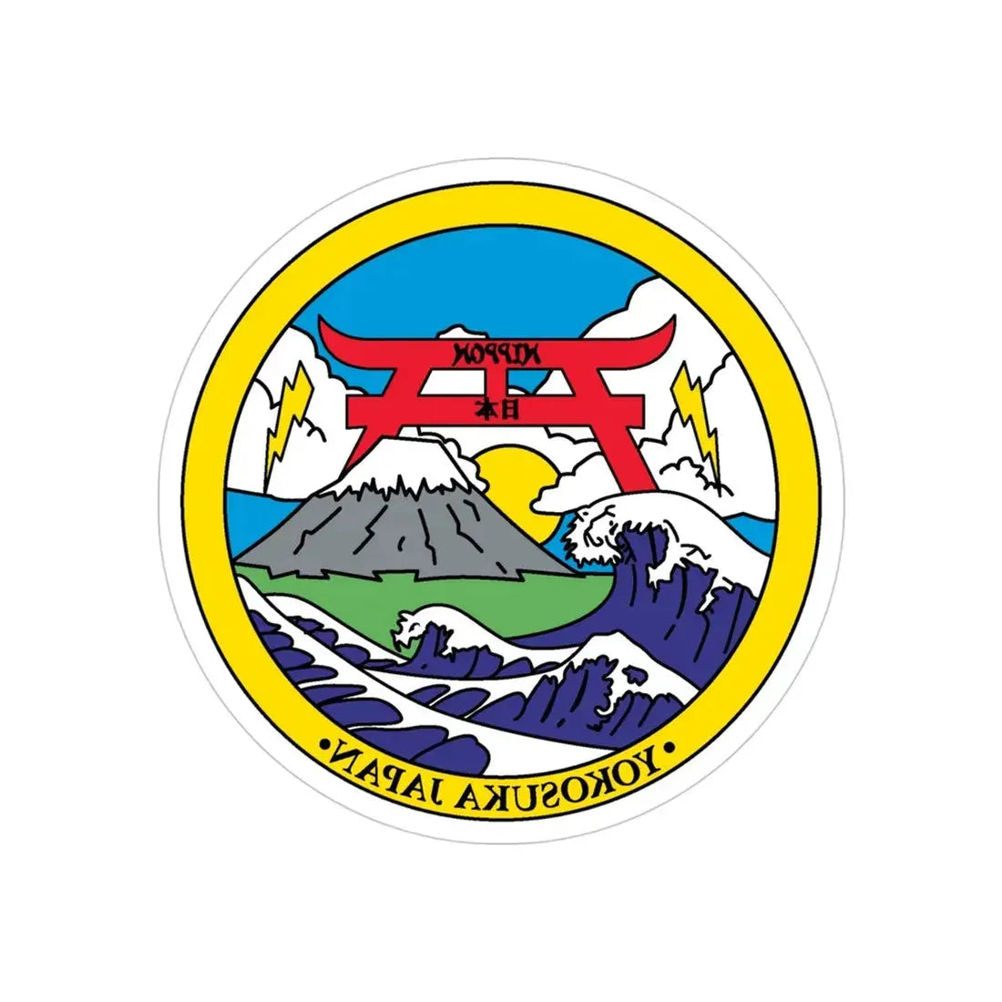 Yokosuka Japan NAVPACMETOFAC (U.S. Navy) REVERSE PRINT Transparent Die-Cut STICKER 4 Inch Die-Cut Transparent - The Sticker Space