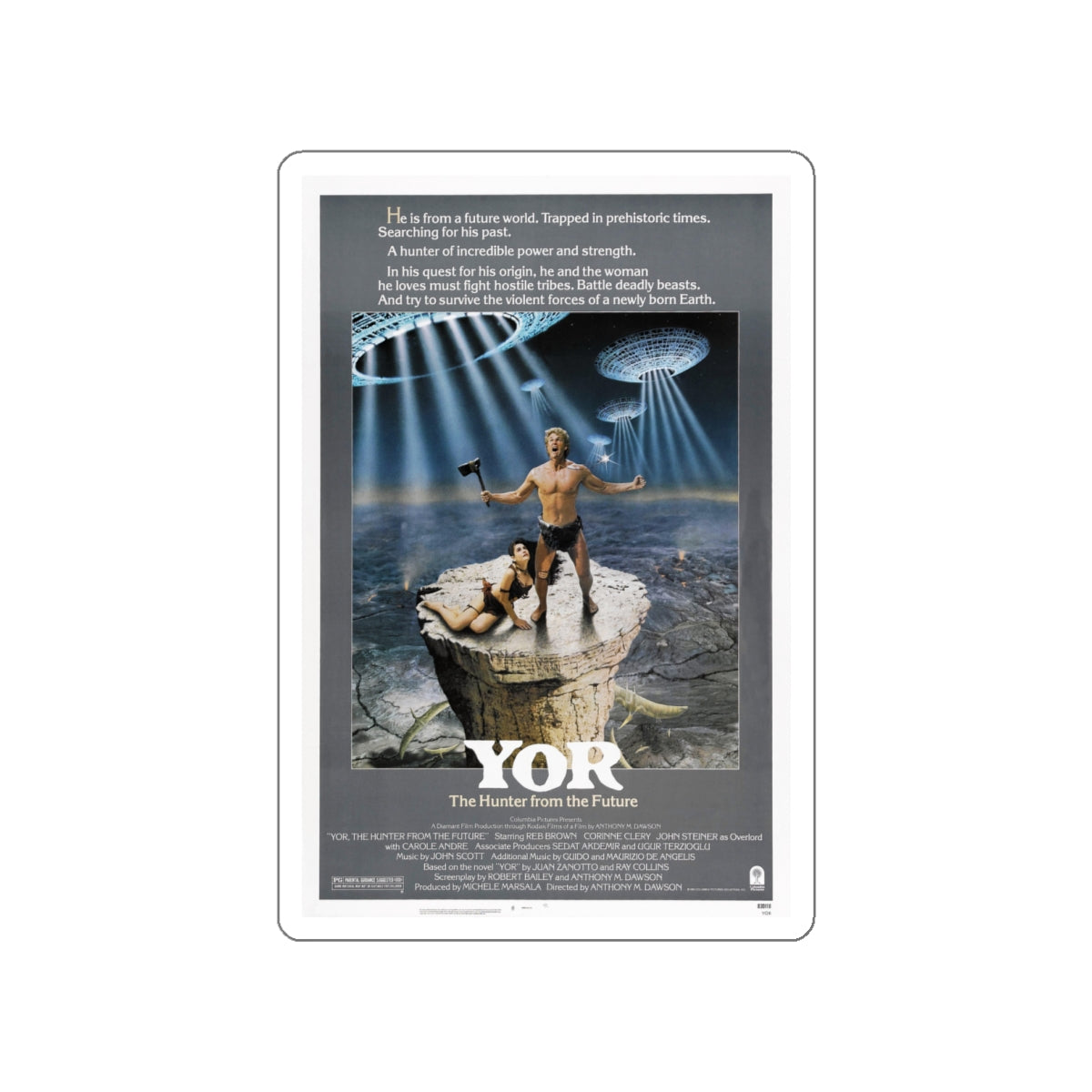 YOR THE HUNTER FROM THE FUTURE (2) 1983 Movie Poster STICKER Vinyl Die-Cut Decal-White-The Sticker Space