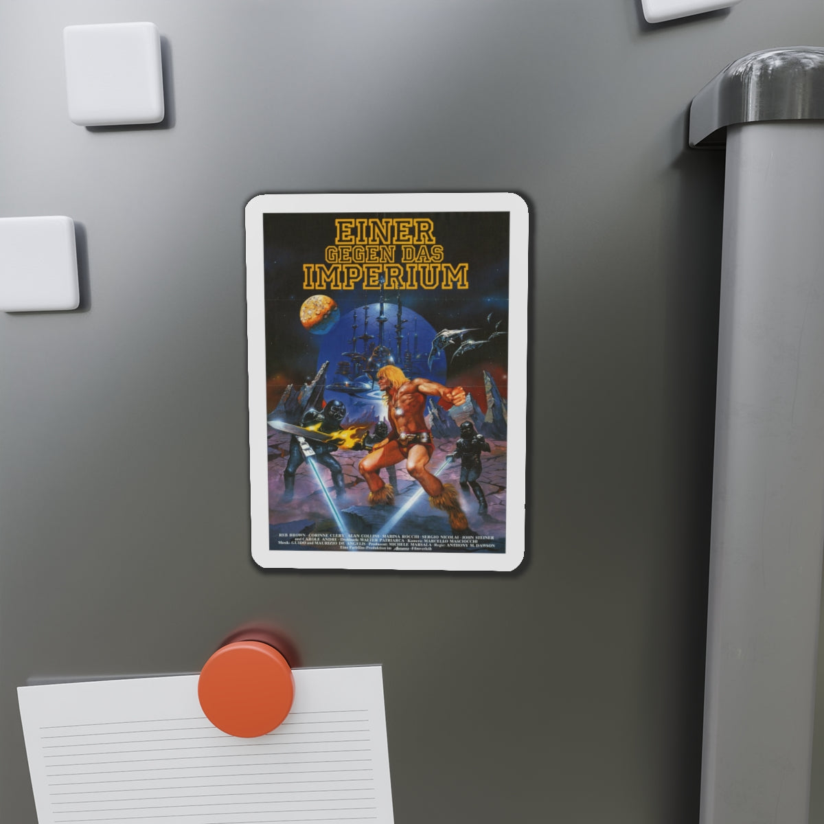 YOR THE HUNTER FROM THE FUTURE (GERMAN) 1983 Movie Poster - Refrigerator Magnet-The Sticker Space