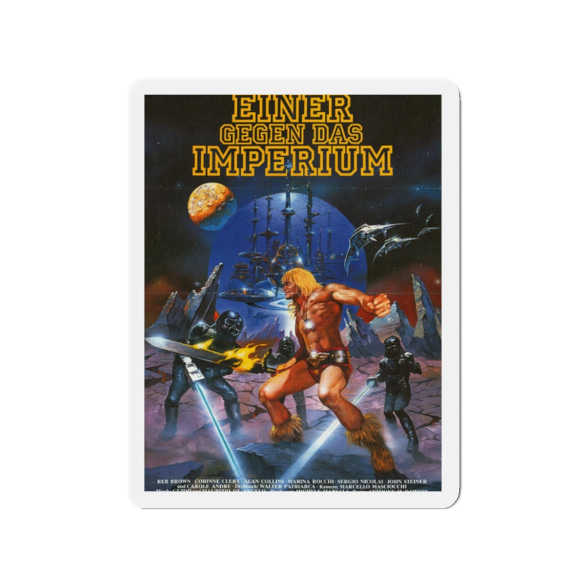 YOR THE HUNTER FROM THE FUTURE (GERMAN) 1983 Movie Poster - Refrigerator Magnet-2" x 2"-The Sticker Space