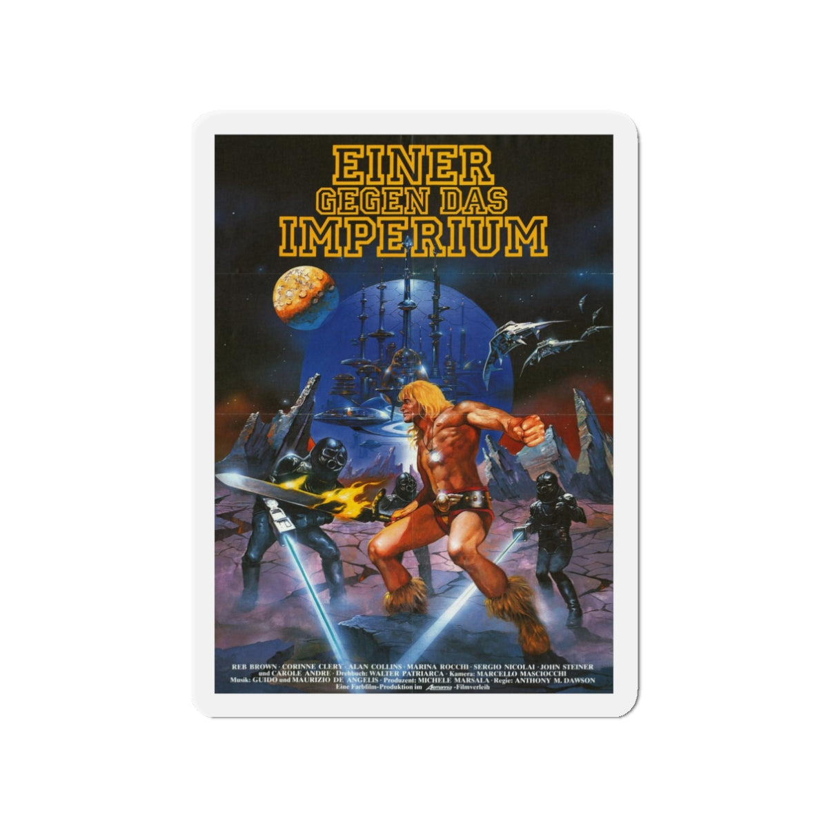 YOR THE HUNTER FROM THE FUTURE (GERMAN) 1983 Movie Poster - Refrigerator Magnet-3" x 3"-The Sticker Space