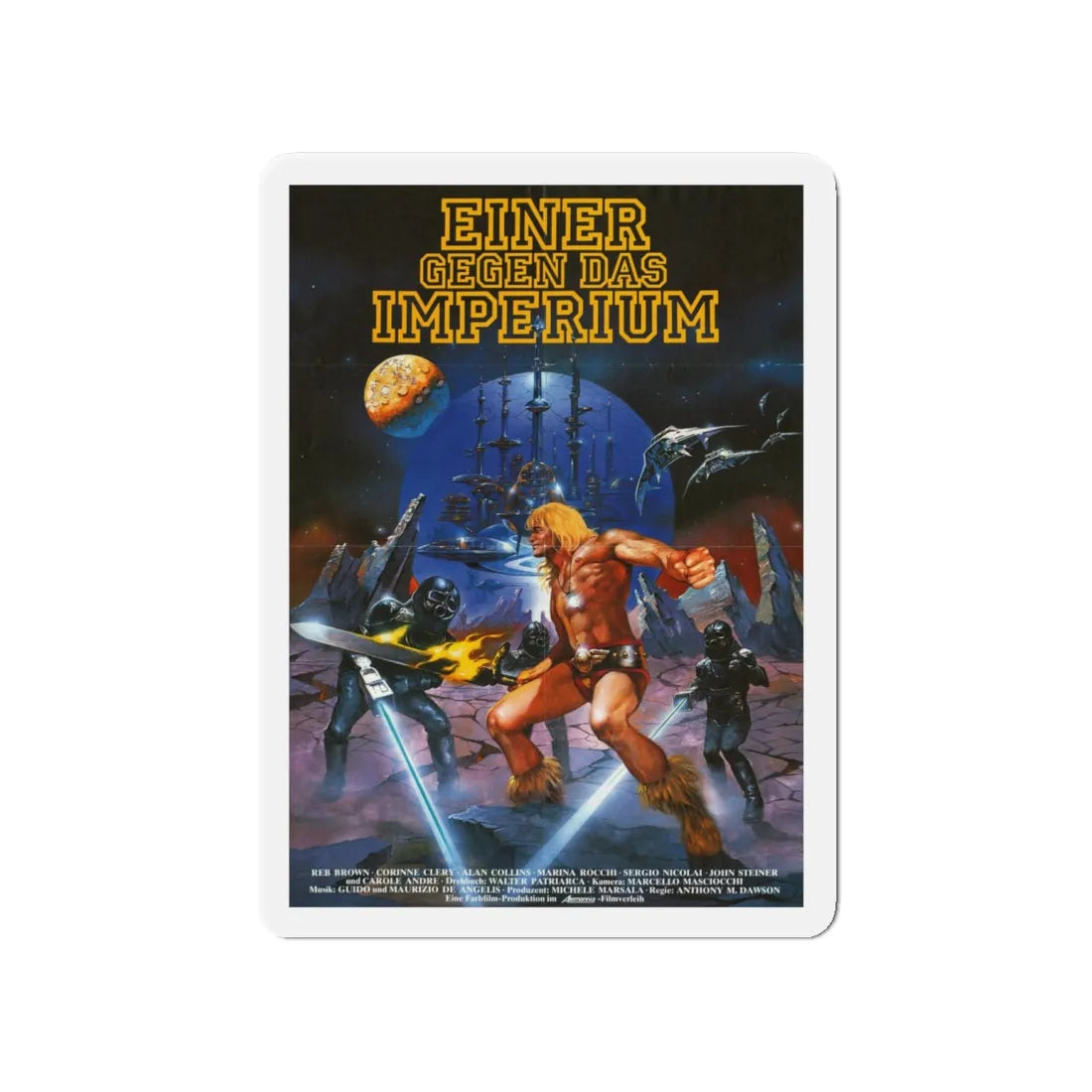 YOR THE HUNTER FROM THE FUTURE (GERMAN) 1983 Movie Poster - Refrigerator Magnet 4 Inch - The Sticker Space