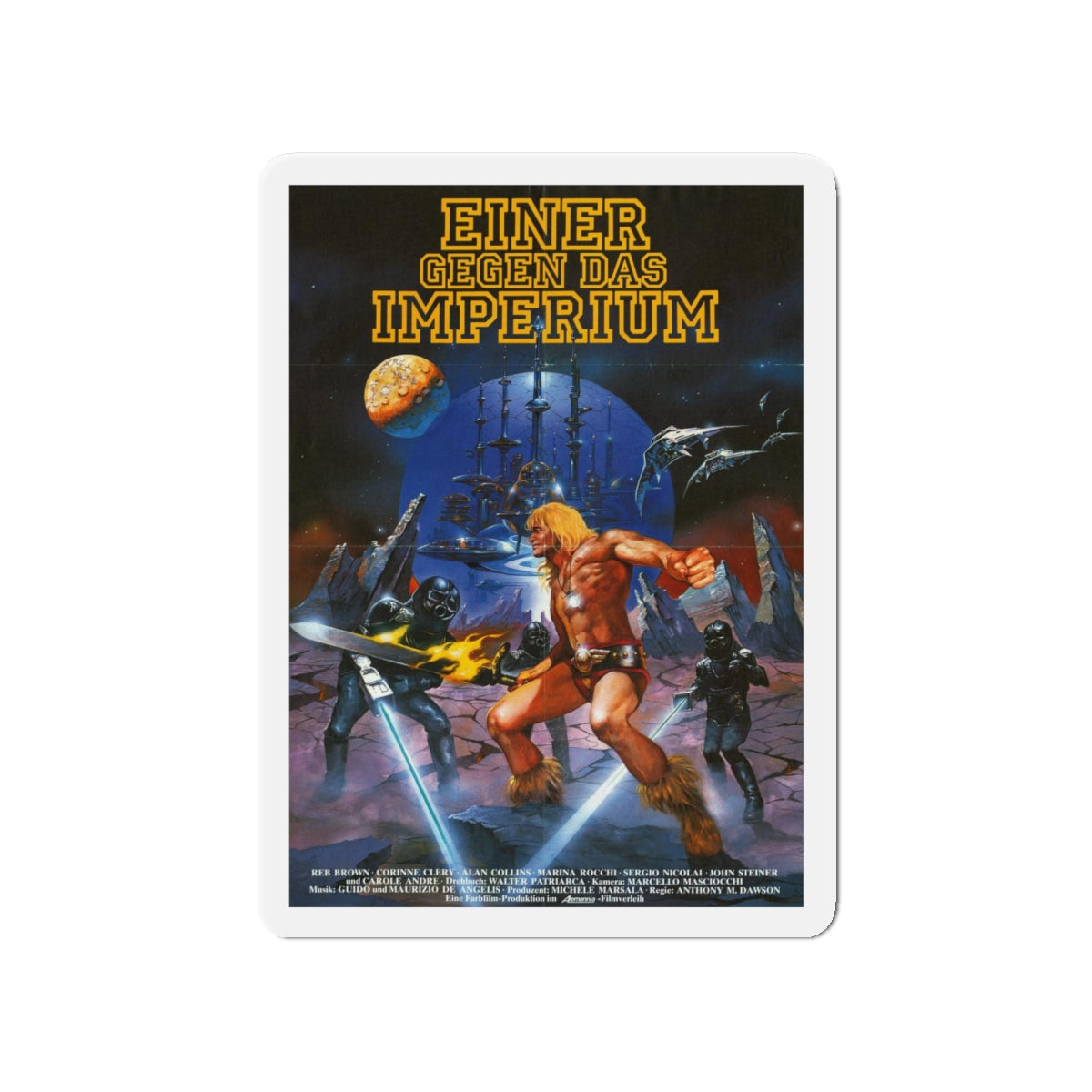 YOR THE HUNTER FROM THE FUTURE (GERMAN) 1983 Movie Poster - Refrigerator Magnet-4" x 4"-The Sticker Space