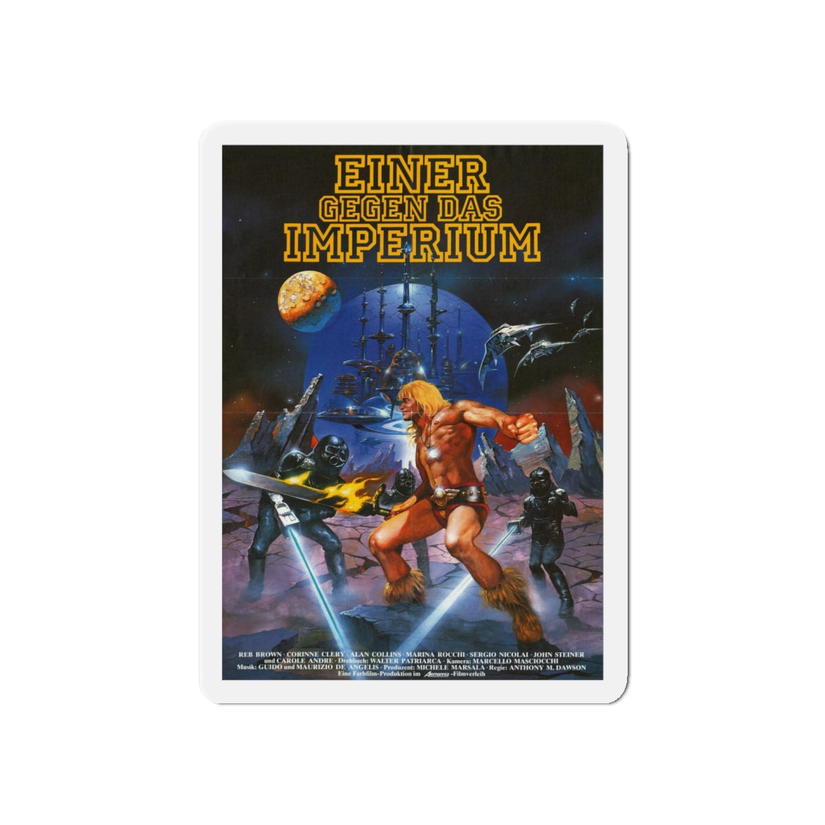 YOR THE HUNTER FROM THE FUTURE (GERMAN) 1983 Movie Poster - Refrigerator Magnet-5" x 5"-The Sticker Space