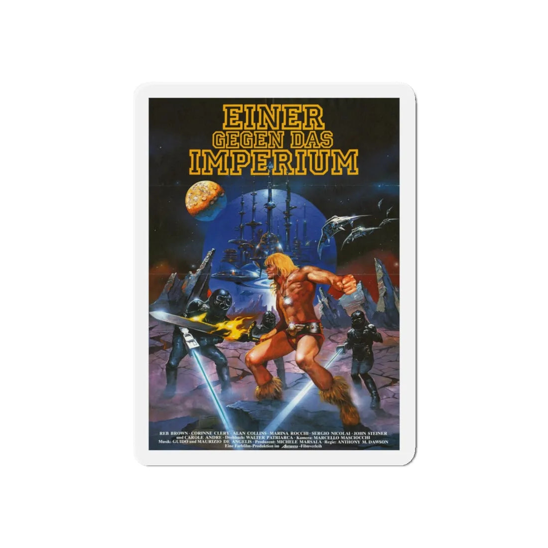 YOR THE HUNTER FROM THE FUTURE (GERMAN) 1983 Movie Poster - Refrigerator Magnet 6 Inch - The Sticker Space