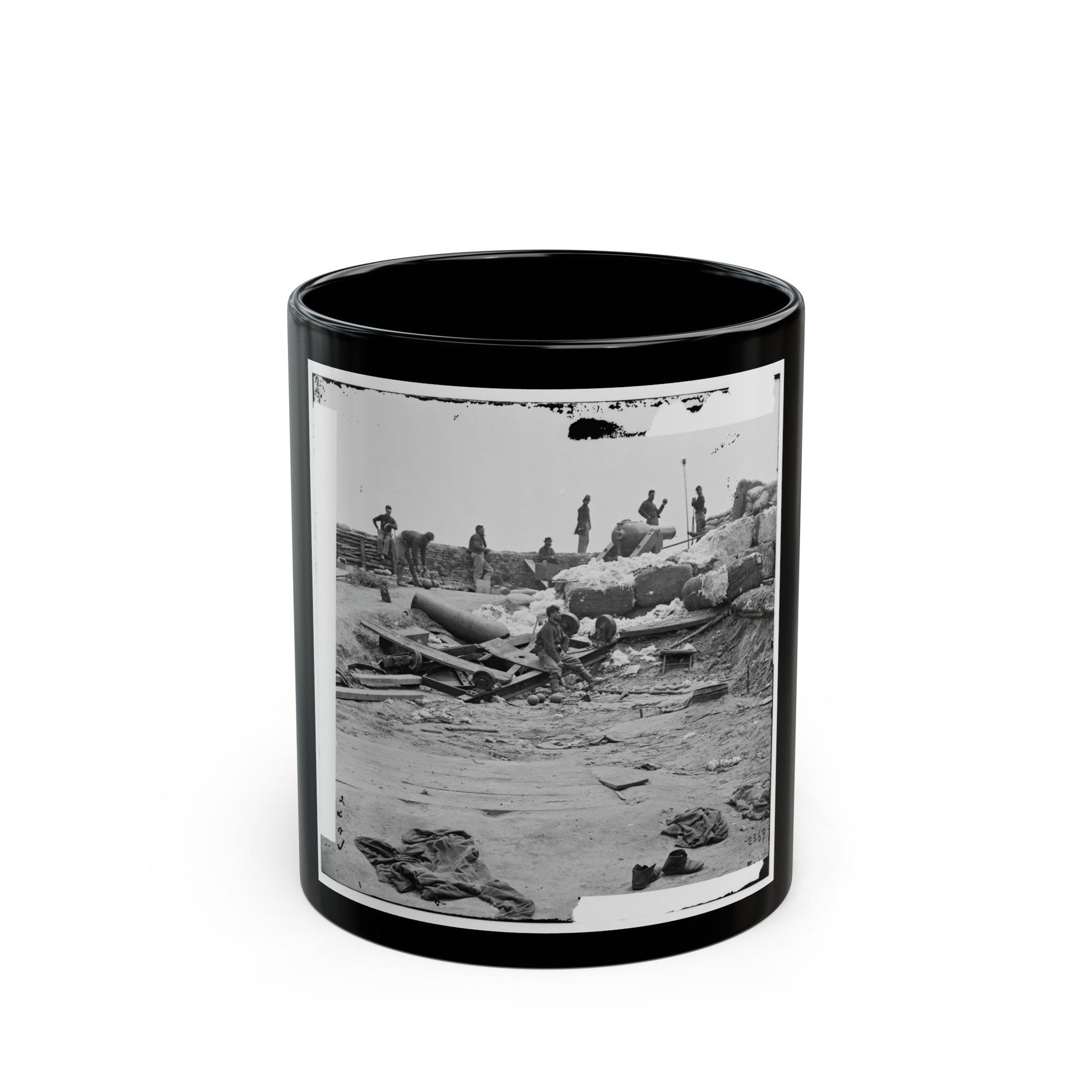 Yorktown, Va. Confederate Fortifications Reinforced With Bales Of Cotton (U.S. Civil War) Black Coffee Mug-11oz-The Sticker Space