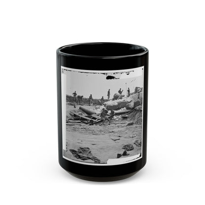 Yorktown, Va. Confederate Fortifications Reinforced With Bales Of Cotton (U.S. Civil War) Black Coffee Mug-15oz-The Sticker Space