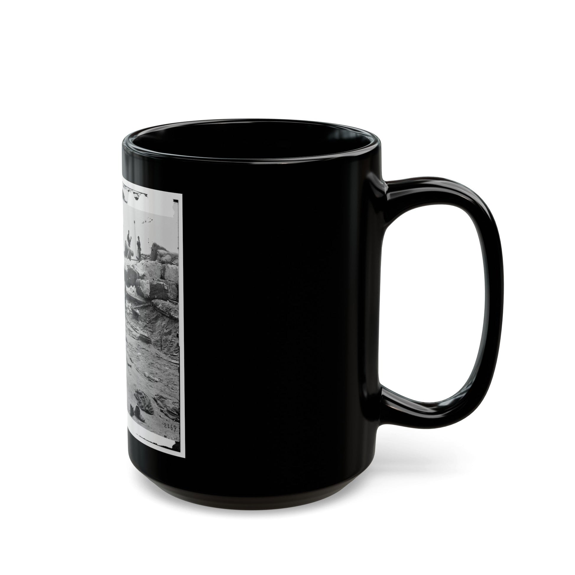 Yorktown, Va. Confederate Fortifications Reinforced With Bales Of Cotton (U.S. Civil War) Black Coffee Mug-The Sticker Space