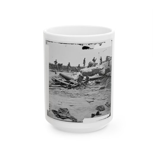 Yorktown, Va. Confederate Fortifications Reinforced With Bales Of Cotton (U.S. Civil War) White Coffee Mug-15oz-The Sticker Space