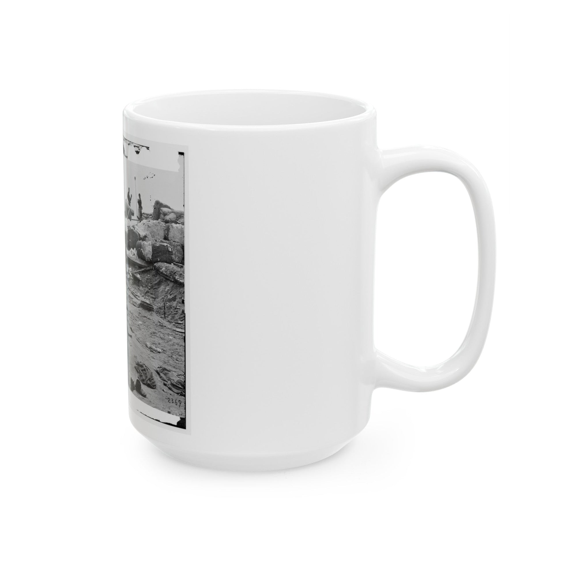 Yorktown, Va. Confederate Fortifications Reinforced With Bales Of Cotton (U.S. Civil War) White Coffee Mug-The Sticker Space