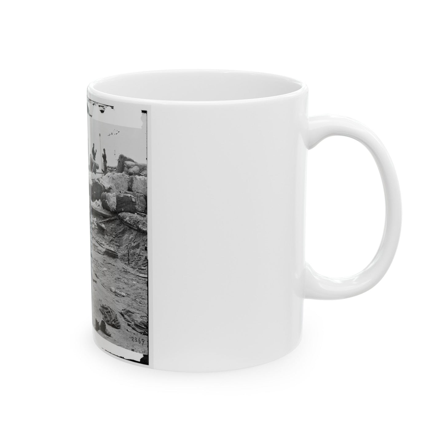 Yorktown, Va. Confederate Fortifications Reinforced With Bales Of Cotton (U.S. Civil War) White Coffee Mug-The Sticker Space