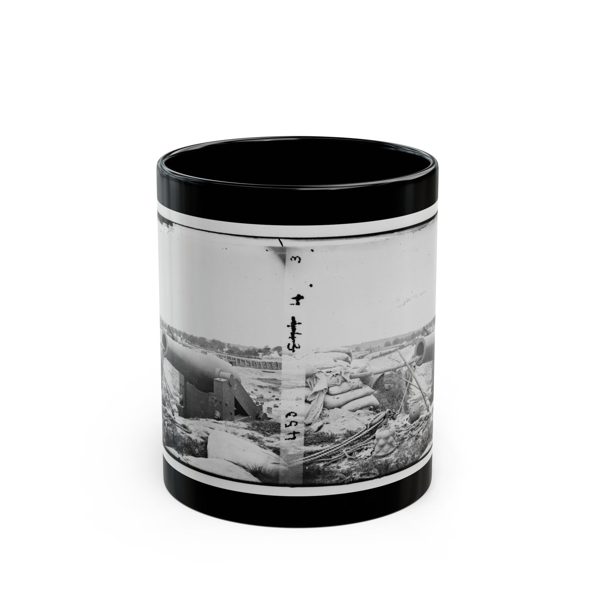 Yorktown, Va. Confederate Fortifications, With Large Gun (U.S. Civil War) Black Coffee Mug-11oz-The Sticker Space