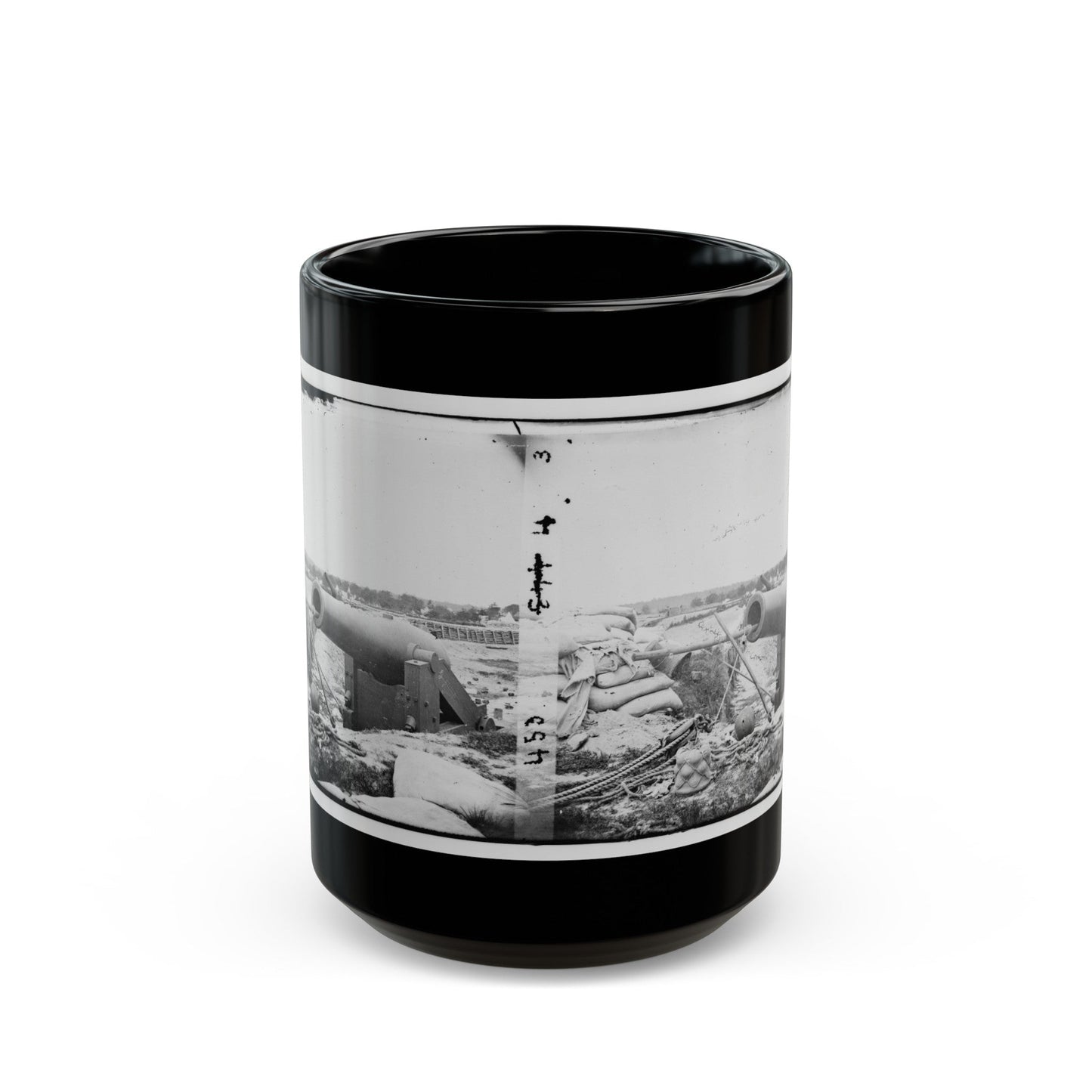 Yorktown, Va. Confederate Fortifications, With Large Gun (U.S. Civil War) Black Coffee Mug-15oz-The Sticker Space