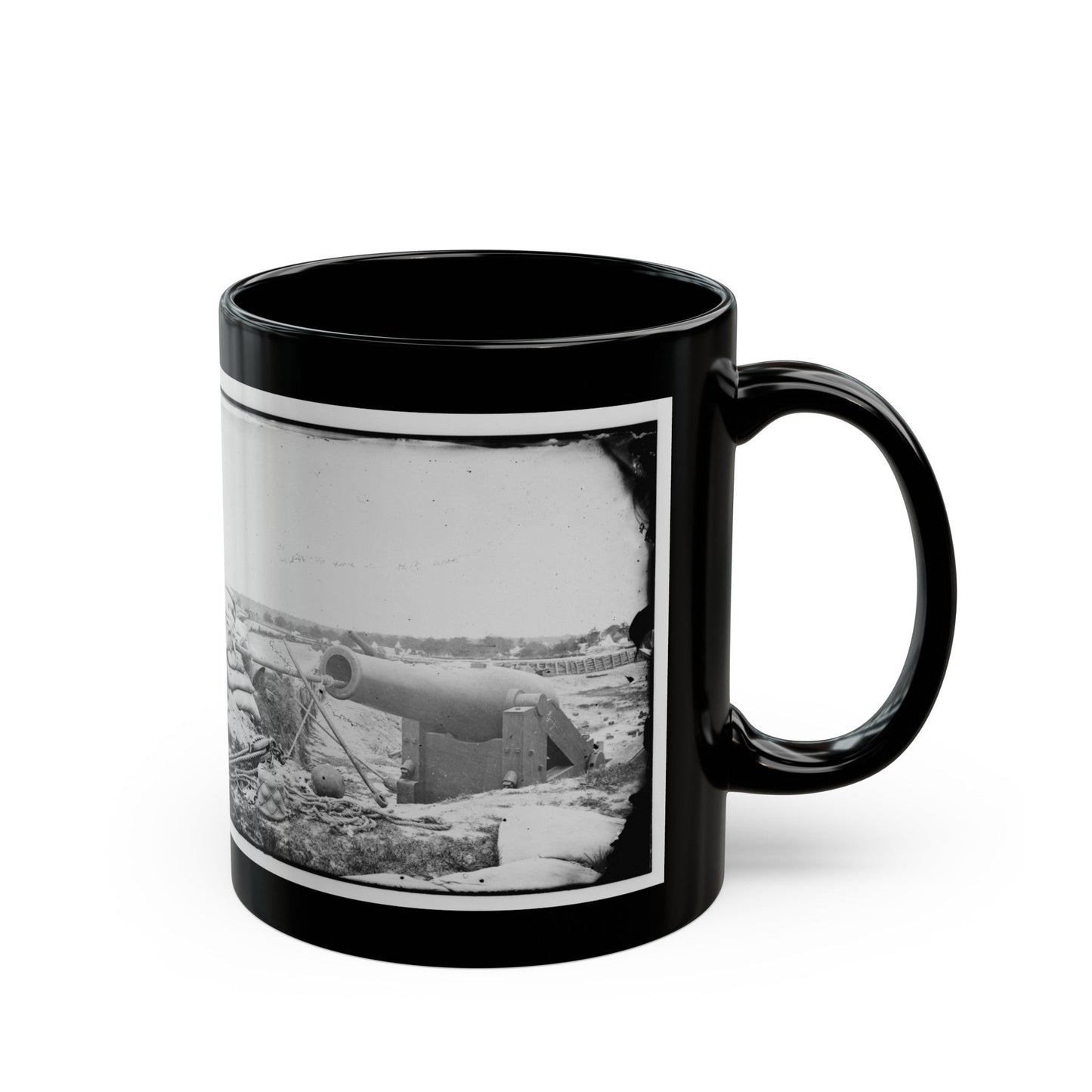 Yorktown, Va. Confederate Fortifications, With Large Gun (U.S. Civil War) Black Coffee Mug-The Sticker Space