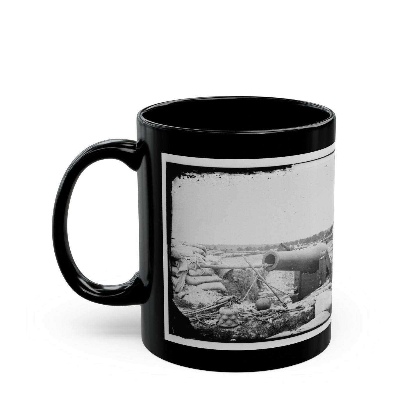 Yorktown, Va. Confederate Fortifications, With Large Gun (U.S. Civil War) Black Coffee Mug-The Sticker Space