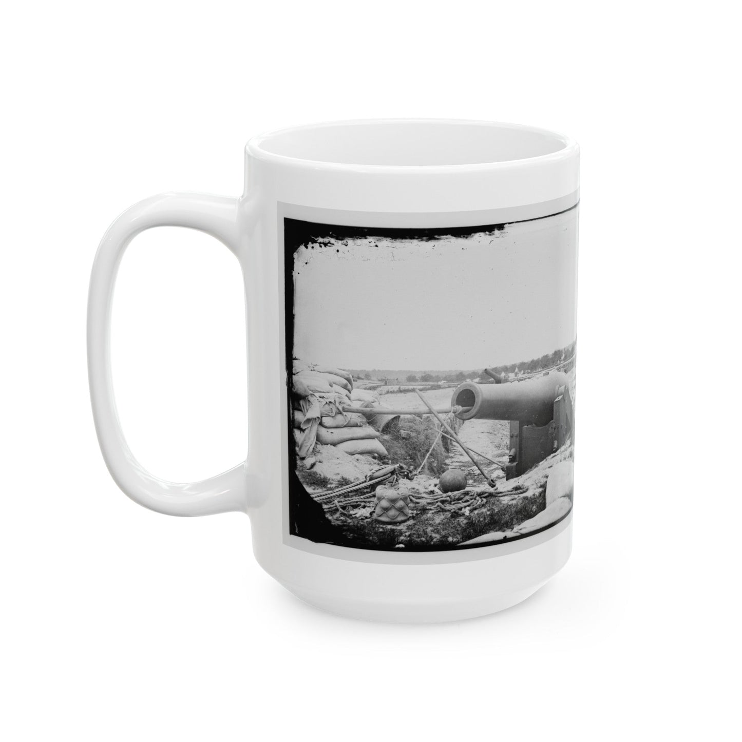 Yorktown, Va. Confederate Fortifications, With Large Gun (U.S. Civil War) White Coffee Mug-The Sticker Space