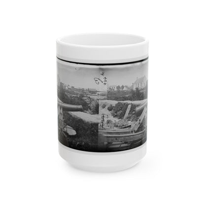 Yorktown, Va. Confederate Naval Gun; In Background Is Nelson Church, Used As A Hospital (U.S. Civil War) White Coffee Mug-15oz-The Sticker Space