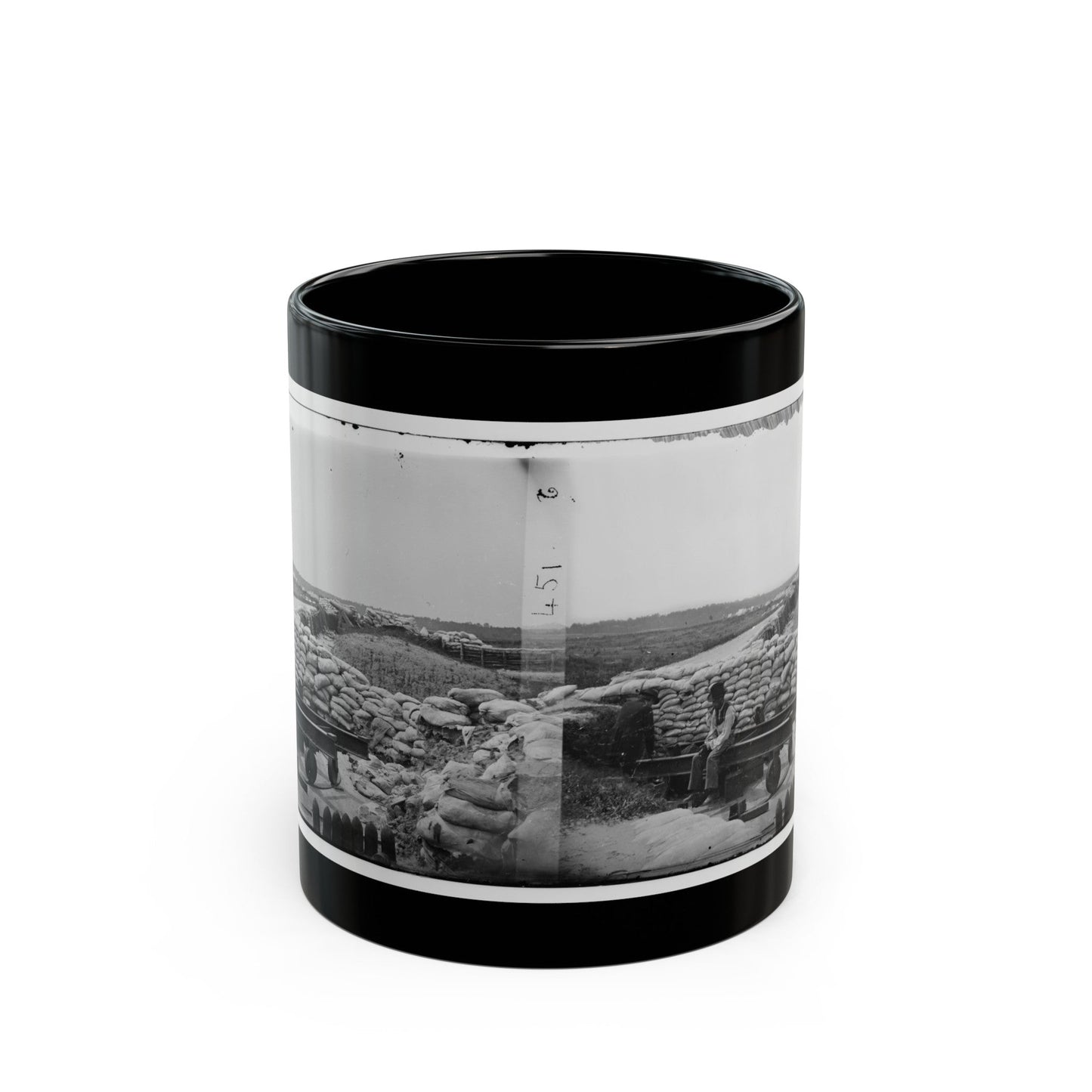 Yorktown, Va. Confederate Sandbag Fortifications (U.S. Civil War) Black Coffee Mug-11oz-The Sticker Space