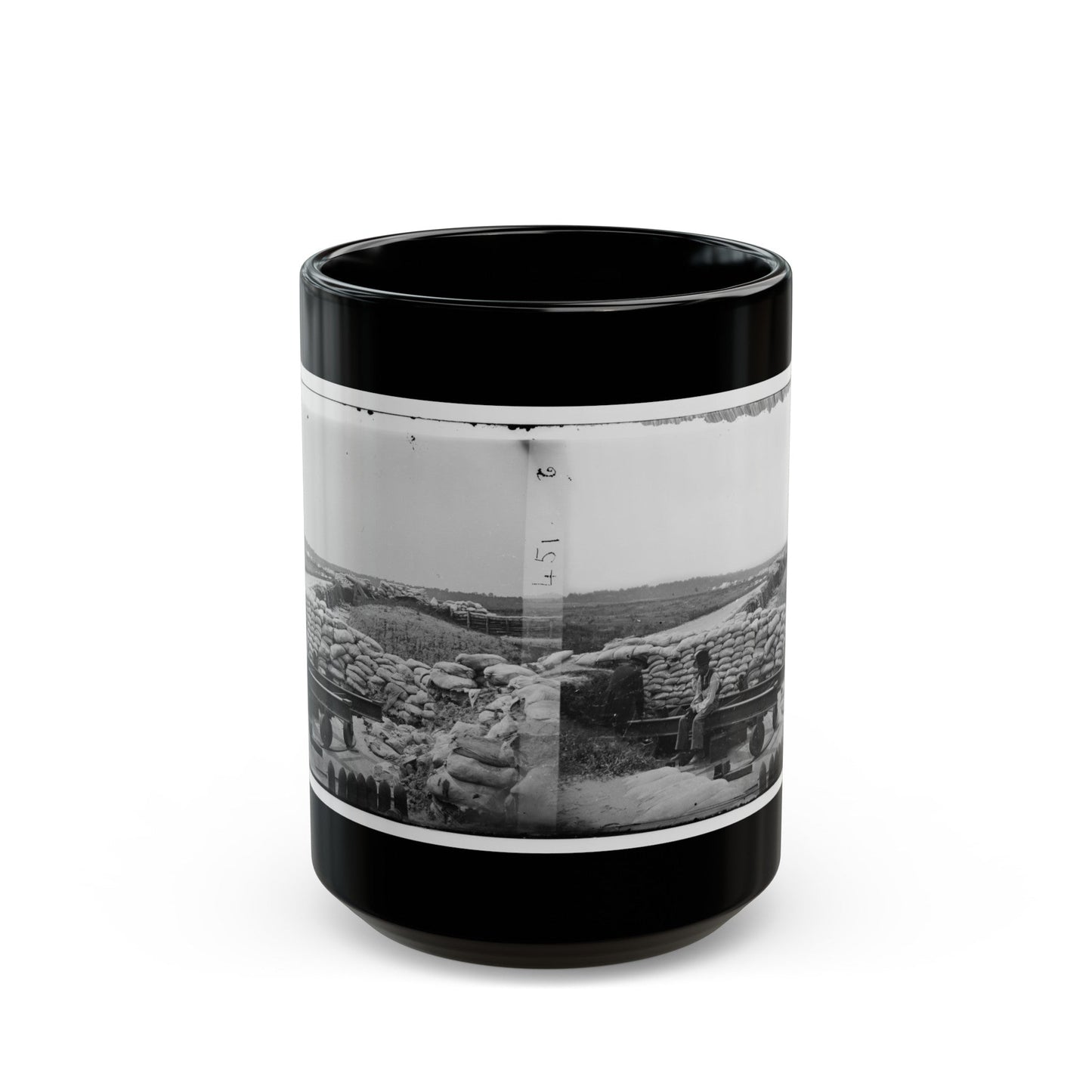 Yorktown, Va. Confederate Sandbag Fortifications (U.S. Civil War) Black Coffee Mug-15oz-The Sticker Space