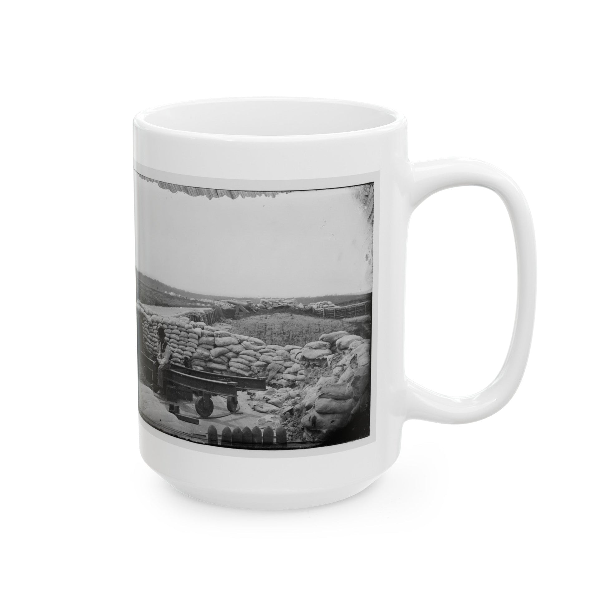 Yorktown, Va. Confederate Sandbag Fortifications (U.S. Civil War) White Coffee Mug-The Sticker Space