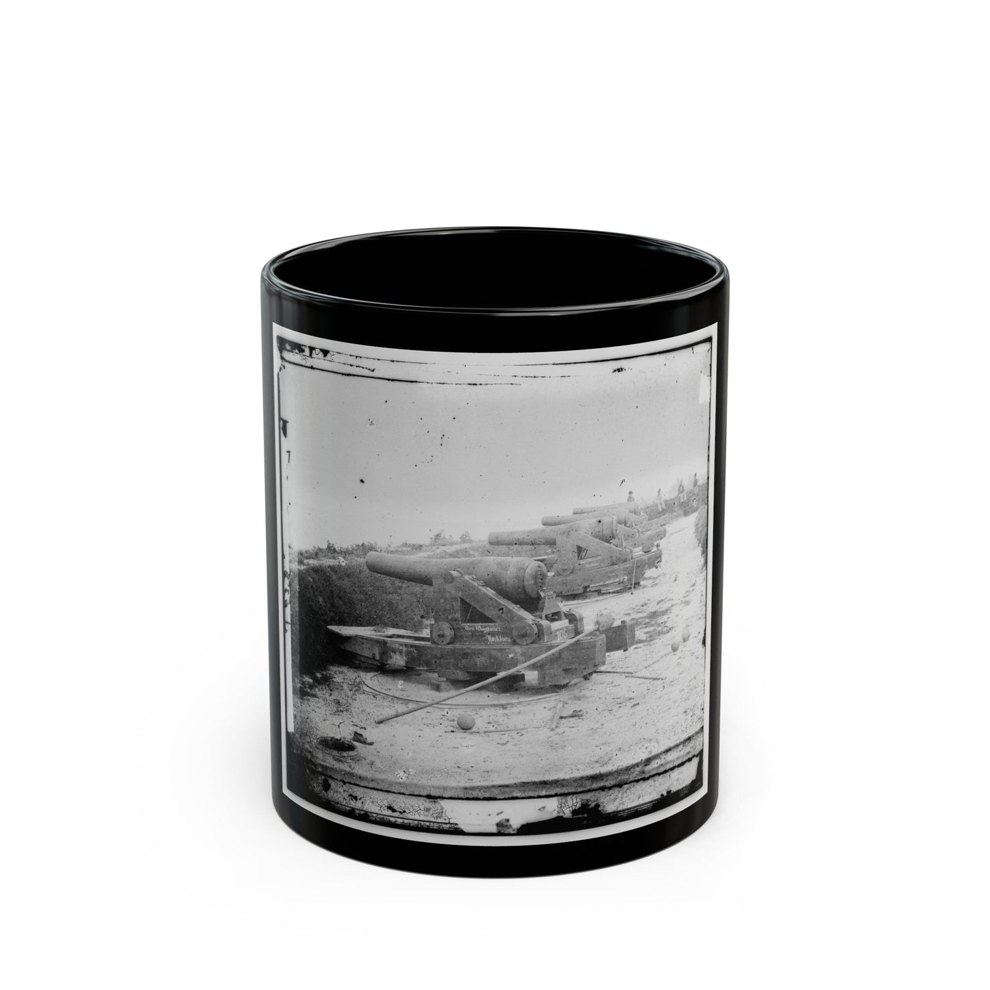 Yorktown, Va. Confederate Water Battery Magruder, With Rodman Smooth-Bore Siege Guns (U.S. Civil War) Black Coffee Mug-11oz-The Sticker Space