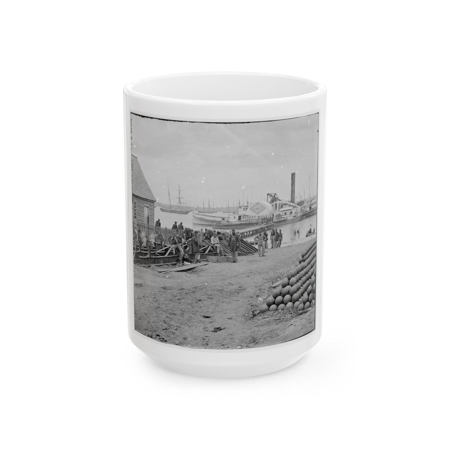 Yorktown, Va. Embarkation For White House Landing, Va. (U.S. Civil War) White Coffee Mug-15oz-The Sticker Space