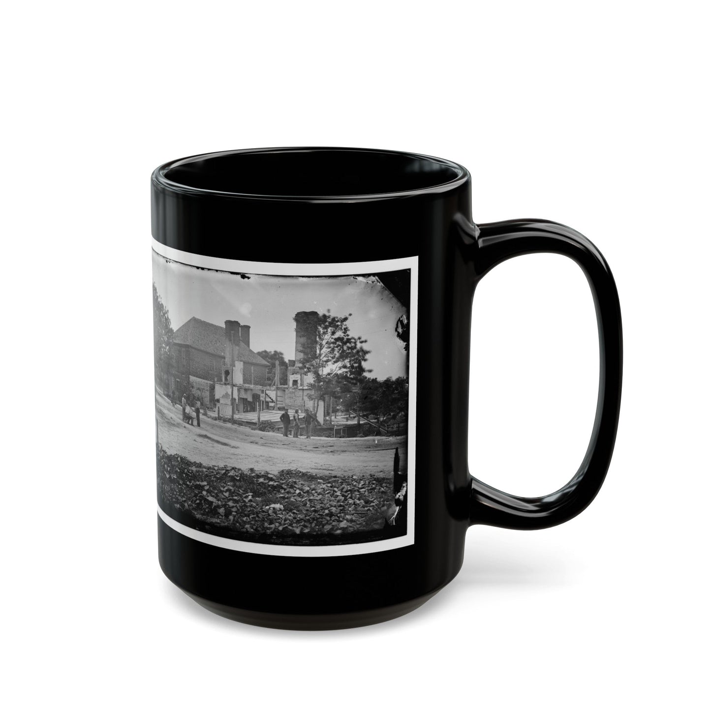 Yorktown, Va. Headquarters Of Gen. John B. Magruder (U.S. Civil War) Black Coffee Mug-The Sticker Space