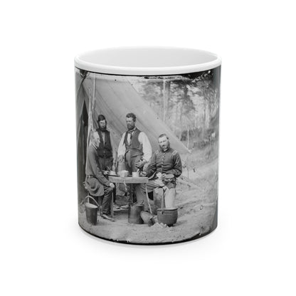 Yorktown, Va., Vicinity. Group Before The Photographic Tent At Camp Winfield Scott (U.S. Civil War) White Coffee Mug-11oz-The Sticker Space