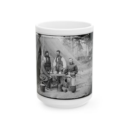 Yorktown, Va., Vicinity. Group Before The Photographic Tent At Camp Winfield Scott (U.S. Civil War) White Coffee Mug-15oz-The Sticker Space