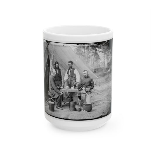 Yorktown, Va., Vicinity. Group Before The Photographic Tent At Camp Winfield Scott (U.S. Civil War) White Coffee Mug