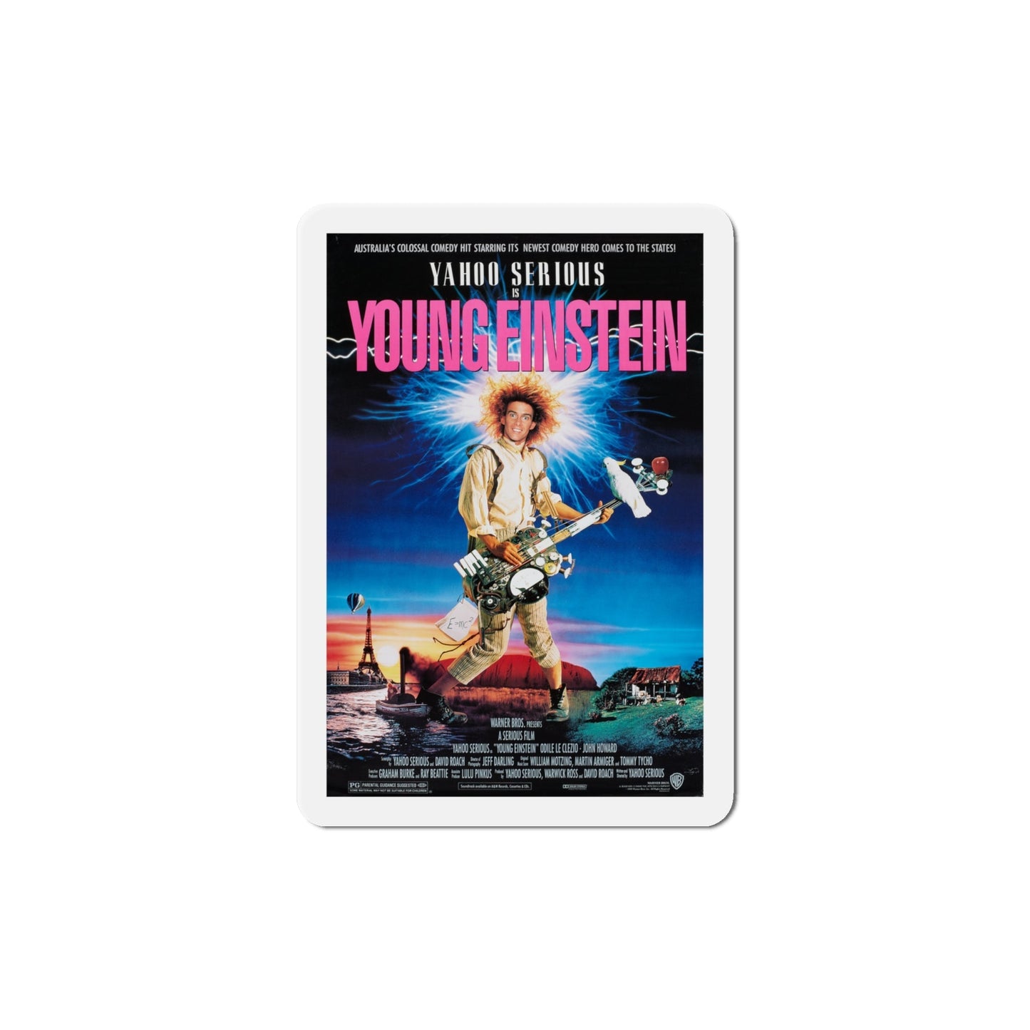 Young Einstein 1989 Movie Poster Die-Cut Magnet-4" x 4"-The Sticker Space