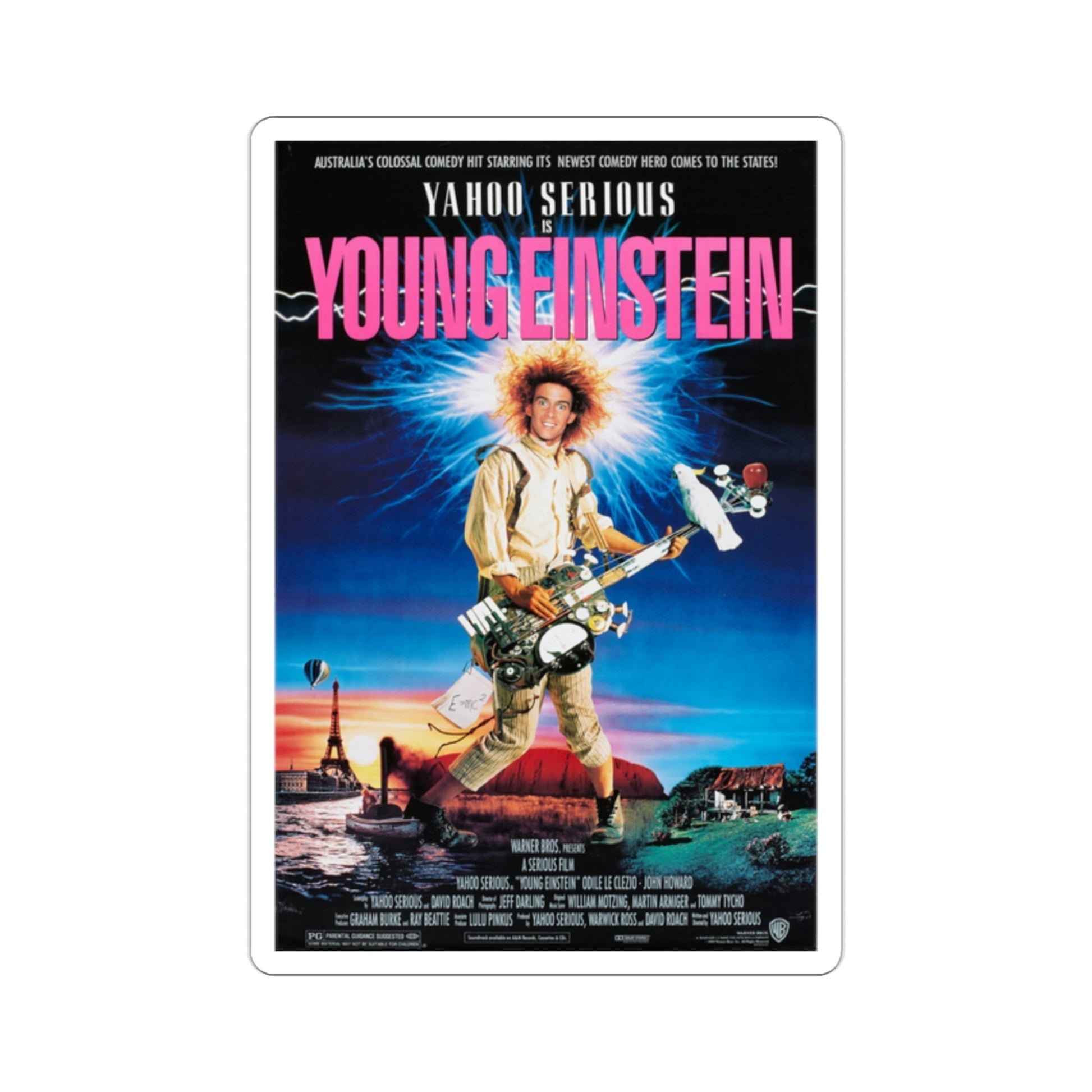 Young Einstein 1989 Movie Poster STICKER Vinyl Die-Cut Decal-2 Inch-The Sticker Space