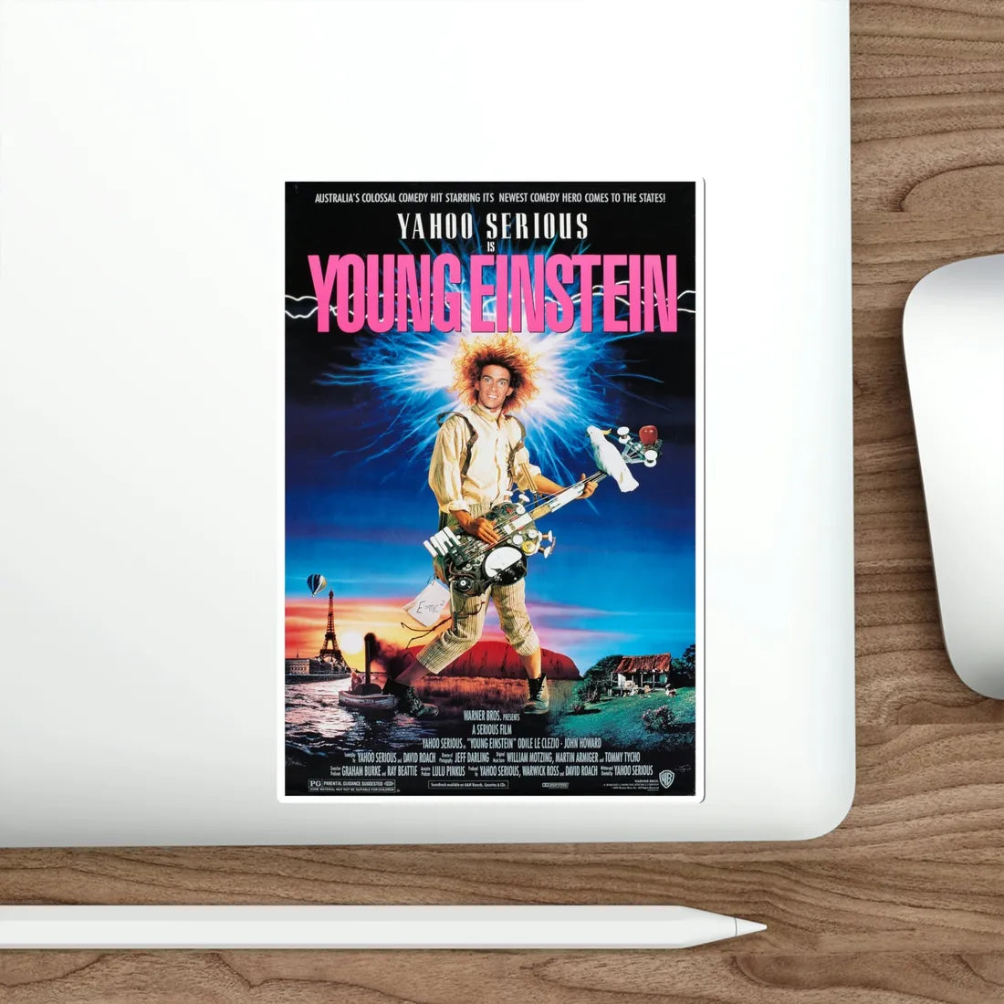 Young Einstein 1989 Movie Poster STICKER Vinyl Die-Cut Decal - The Sticker Space