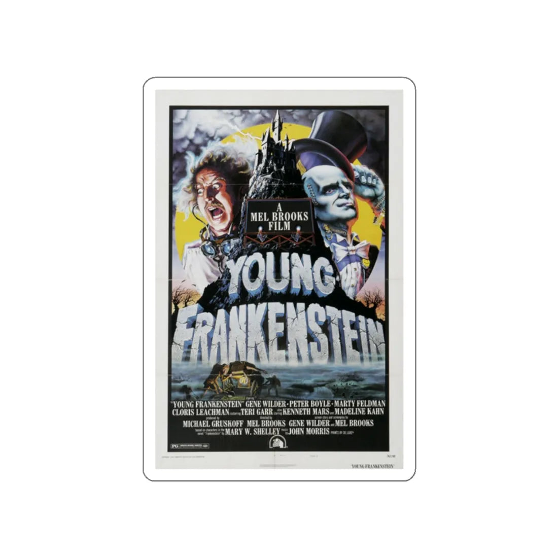 YOUNG FRANKENSTEIN 1974 Movie Poster STICKER Vinyl Die-Cut Decal 2 Inch - The Sticker Space